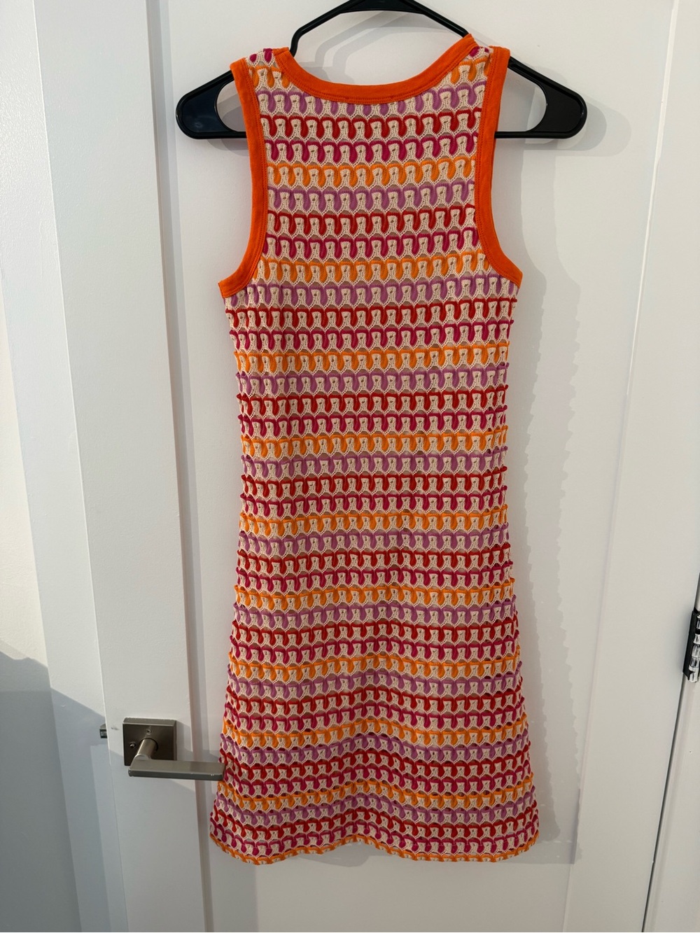 Sleeveless Striped Crochet Midi Dress in Orange, Pink & Yellow - Picture 4 of 4